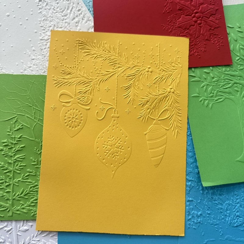 Arbuya 3D Christmas Ornaments Plastic Embossing Folders for Christmas Card Making Evergreen Embossing Folder for Gift Tag Paper Crafting Home Decoration 5"x7" - Image 5
